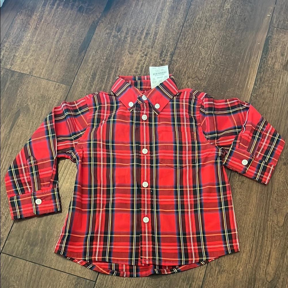 Crewcuts Red and Black Tartan Button Down Shirt